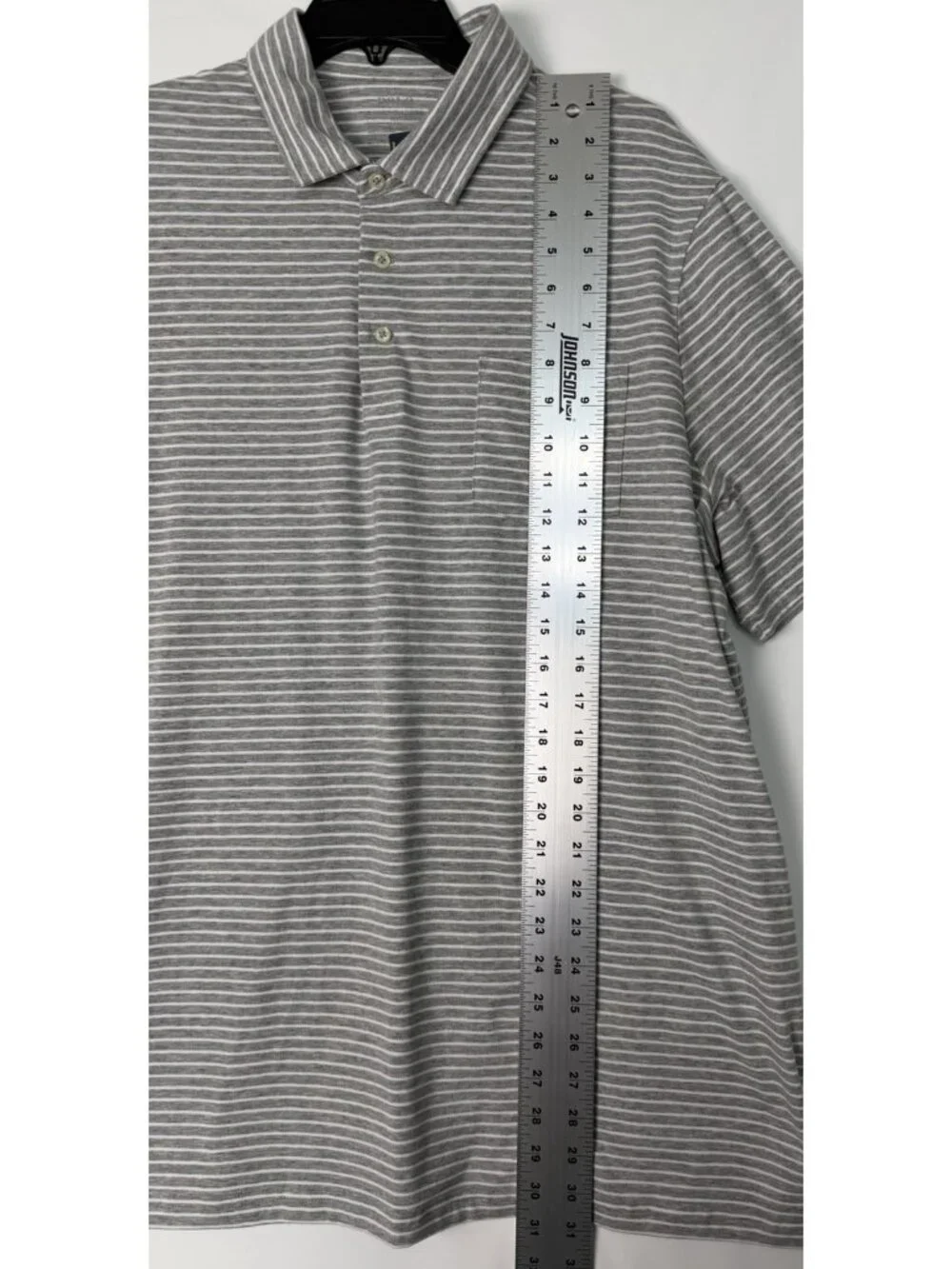 Ralph Lauren Performance Polo Men XL Grey Striped Moisture Wicking Pocket NEW